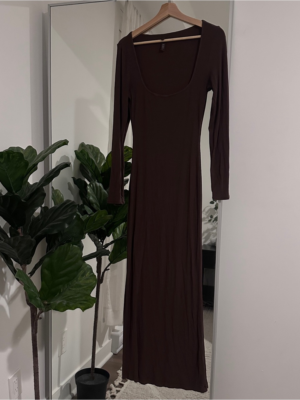 SKIMS Soft Lounge Long Sleeve Dress in Cocoa